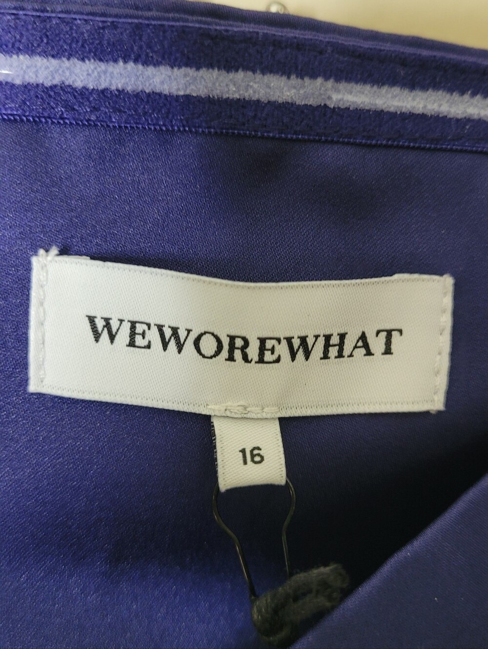 WeWoreWhat Duchess Satin Bandeau Top Navy Size 16 - Picture 8 of 11